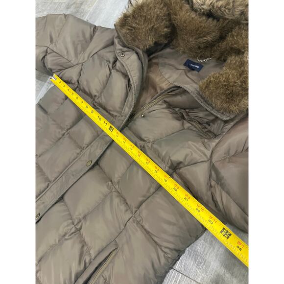 Lands End coat puffer down women’s detachable hood and back fur XL 18-20 - Picture 5 of 11